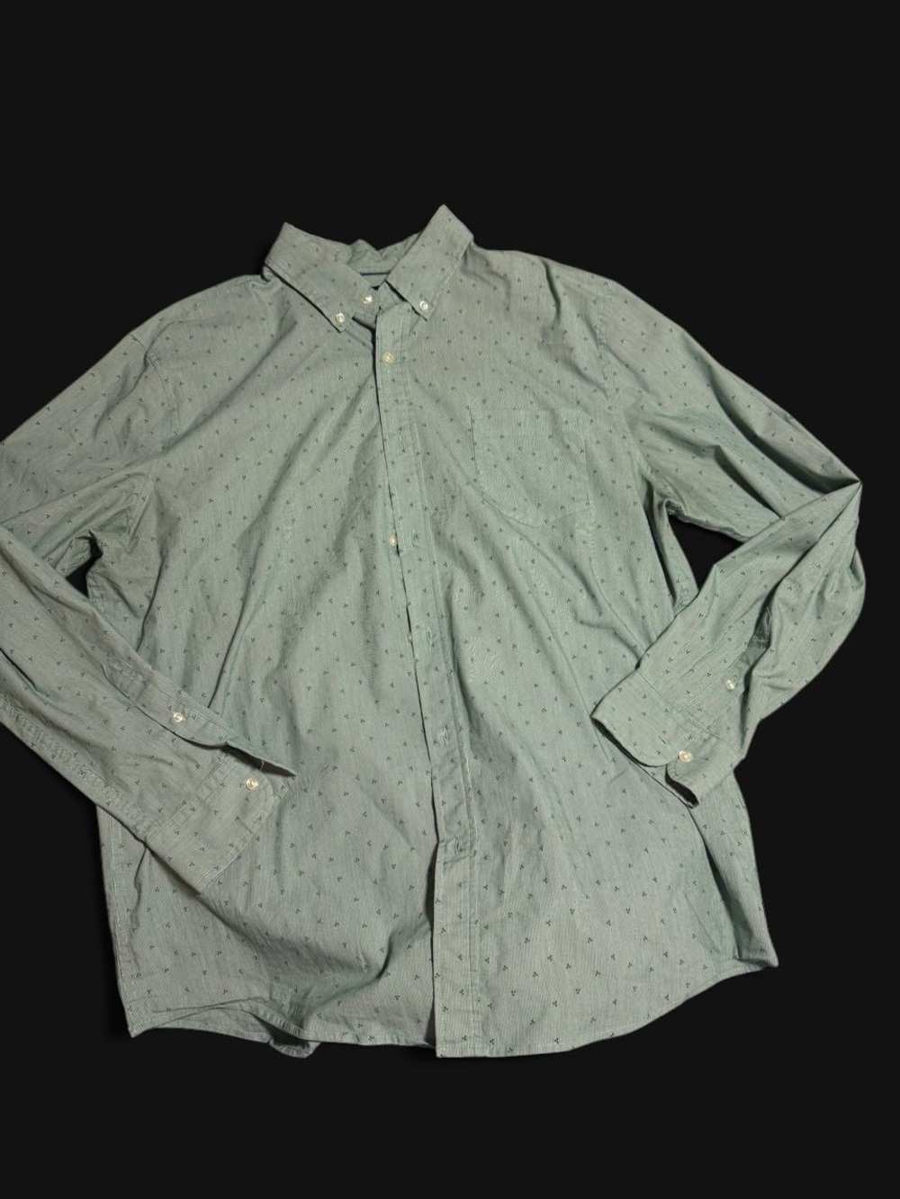 Chaps Light Sage Green Button-Down Casual Shirt